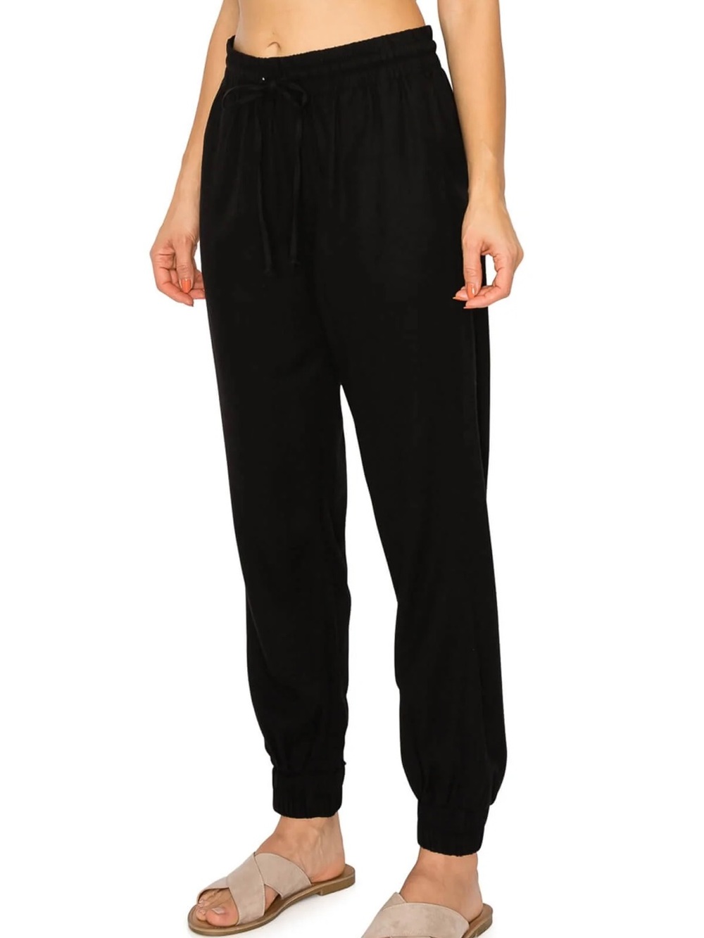 Cali1850 Drawstring Waist Linen Jogger Pants